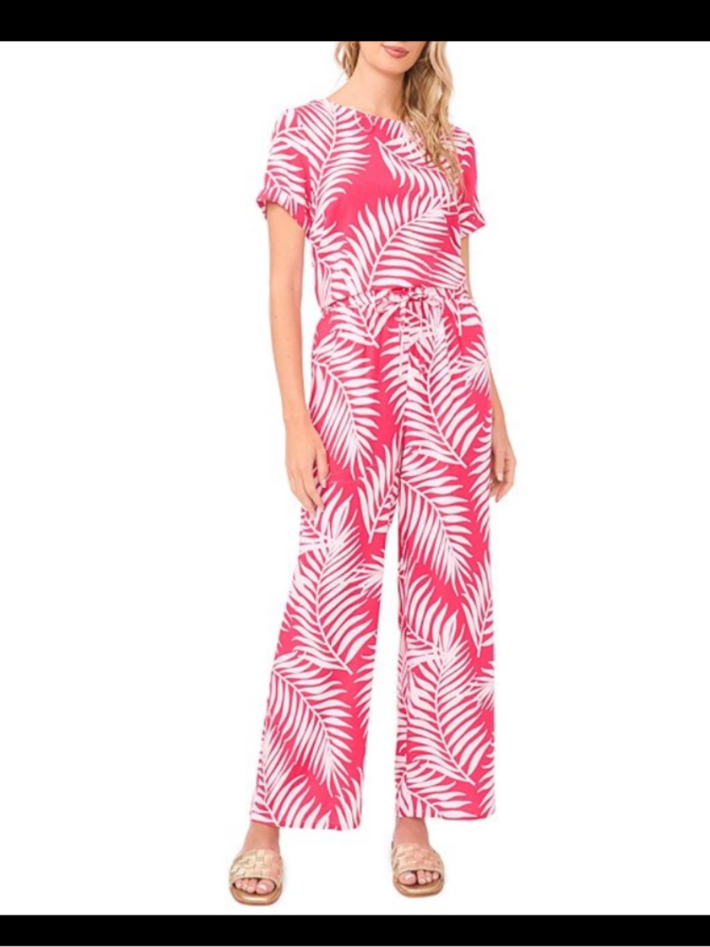 NWT Vince Camuto Pink & White
Wide Leg Elastic Waist Printed Pants size Large